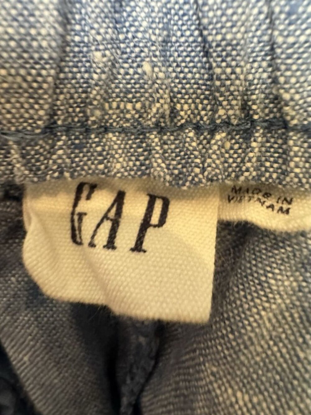 Gap 100% Linen Wide Leg Cropped Pants Blue Pull-On Women’s Size 8 - Picture 3 of 4
